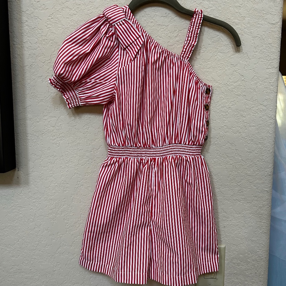 Habitual Kids One Shoulder Romper- Red, Size 10, Like New
